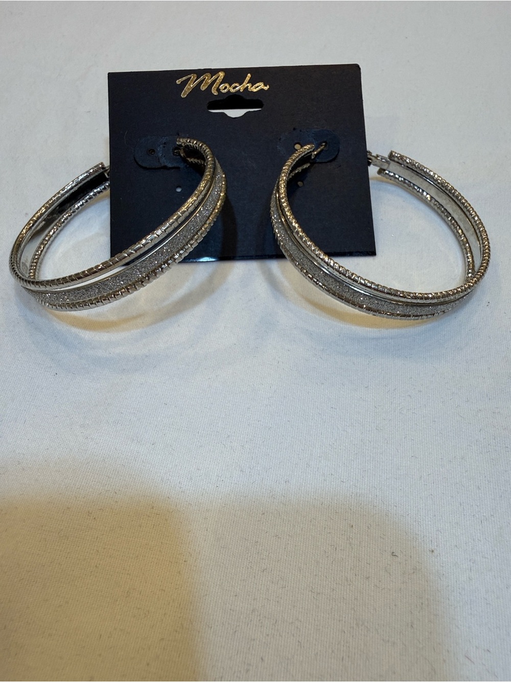 Silver-Tone Textured Multi-Hoop Earrings #Vintage
